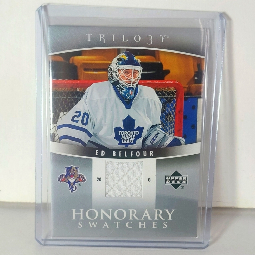 Ed Belfour - Honorary Swatches Game-Used Jersey Hockey Card Toronto Maple Leafs